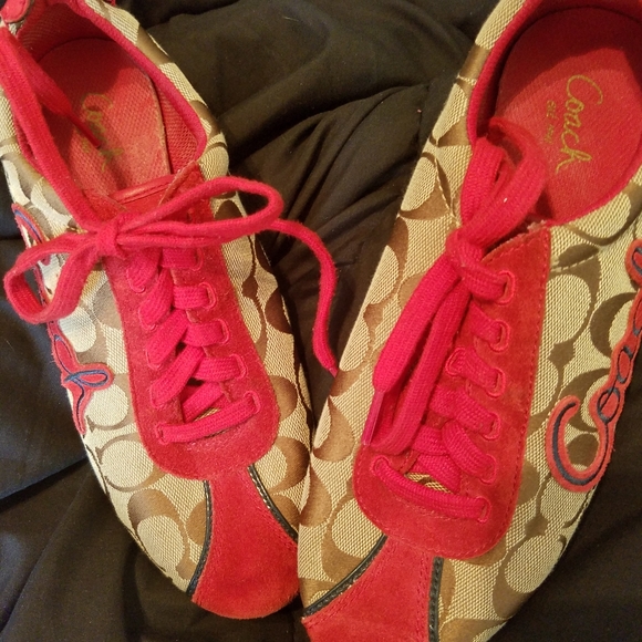 Authentic Coach Red Shoes, Like New - Picture 1 of 4
